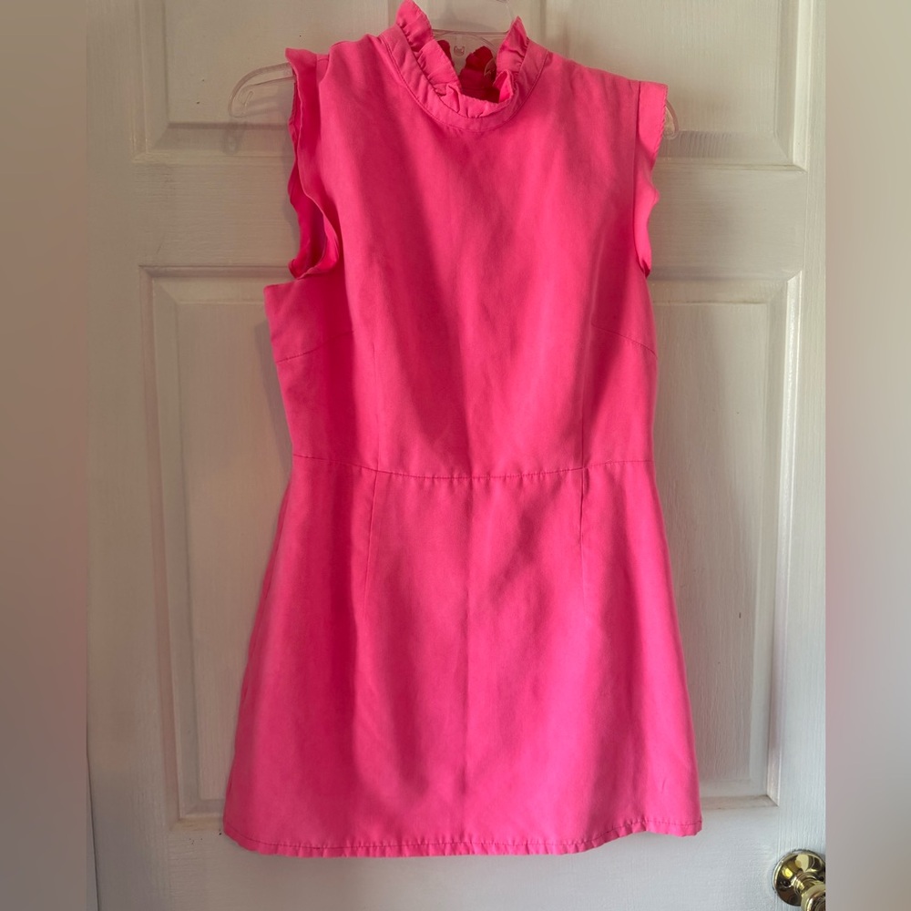 JULIE BROWN Vibrant Pink Ruffle Mini Dress